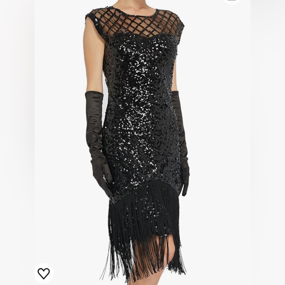 Women's Vintage 1920s Sequin Fringe Flapper Dress Cocktail worn once